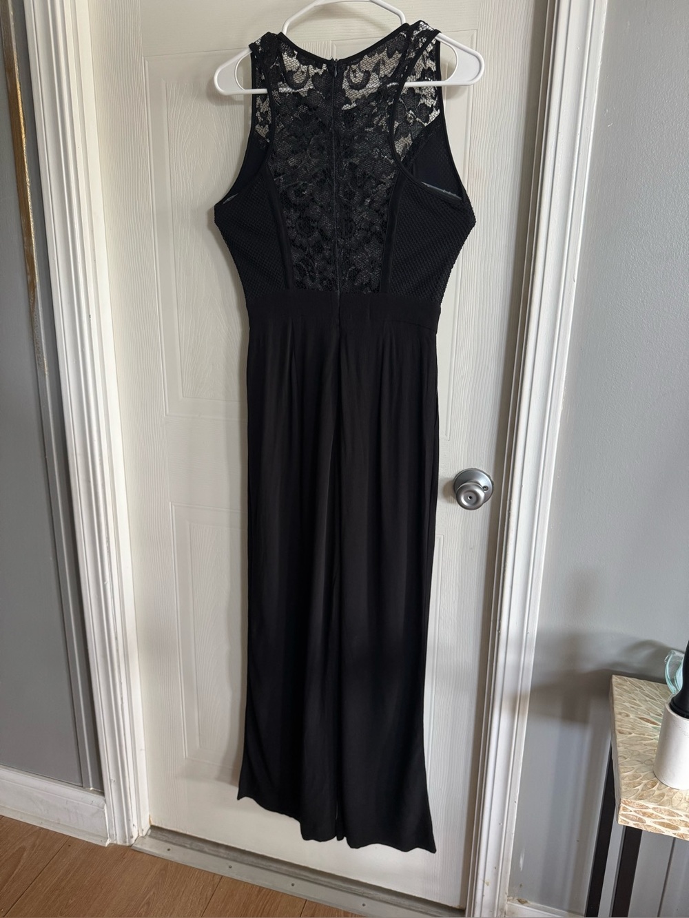 Studio F Black Lace Illusion High Neck Wide Leg Jumpsuit Size CH Small
